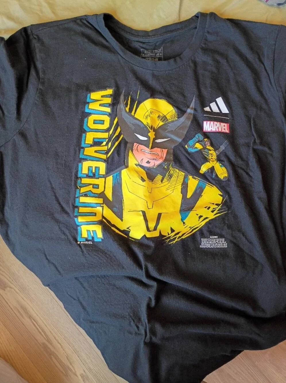 Size 2XL Adidas Marvel Wolverine Men's Black and Yellow Graphic Tee